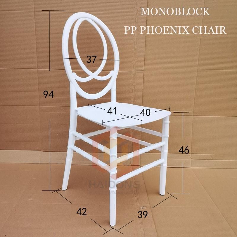 White Modern Decoration Plastic Monoblock Resin Phoenix Chairs for Wedding Hotel Dining