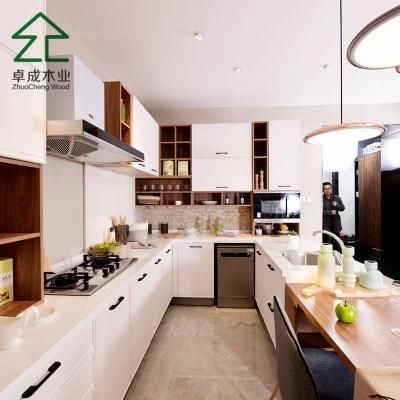 White Color MDF PVC Door Kitchen Cabinet with Handle
