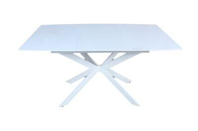 Factory China Wholesale Home Hotel Furniture Modern Extendable MDF White Gloss Dining Table