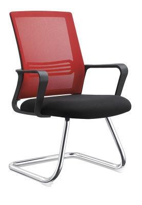 Stationary Black Mesh Red Office Chair No Wheels for Conference Room Customized