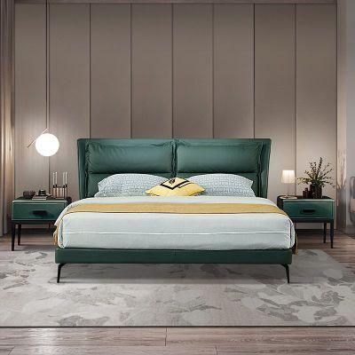 Modern Platform Bedroom Bed Funirure Upholstered PU Leather Queen / King Size Bed