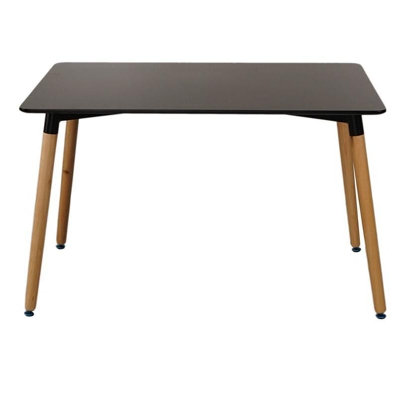 Nordic Beech Wooden Legs Square Design MDF Black Top Dining Table