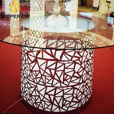 Rent Wedding Party Event LED Illuminated Tempered Glass Dining Table