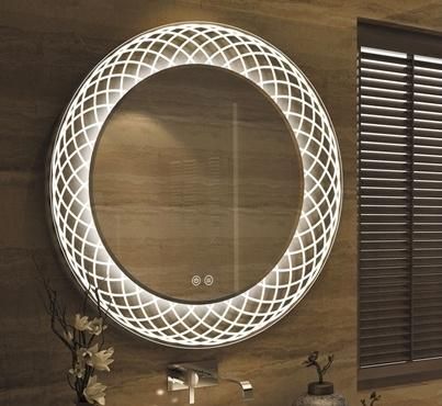 Round Shape Decorative Bathroom Illuminated Anti-Fog LED Mirror with Touch Sensor