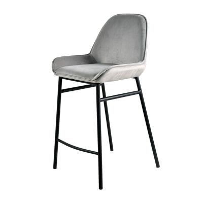 New Design Commercial Room Furniture Modern Bar Chair with High Legs Upholstered Velvet Seat