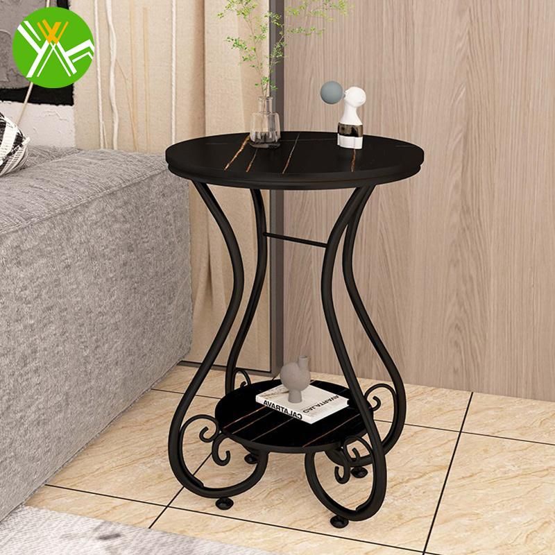 Yuhai Wholesale Simple Modern Marble Metal Leg Nightstand Side Table for Living Room Furniture