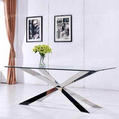 Modern Design Glass Top Dining Table with 6 Seaters