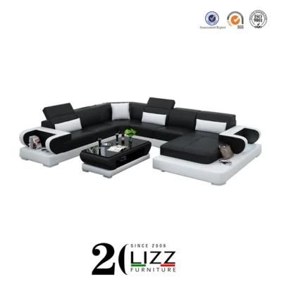 Modern U-Shape Leather Sectional Lounge Sofa for Living Room Furniture