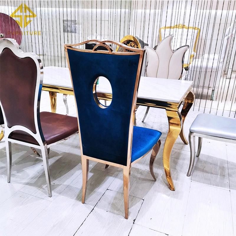 Golden Metal Stainless Steel Frame White Banquet Chair Wedding