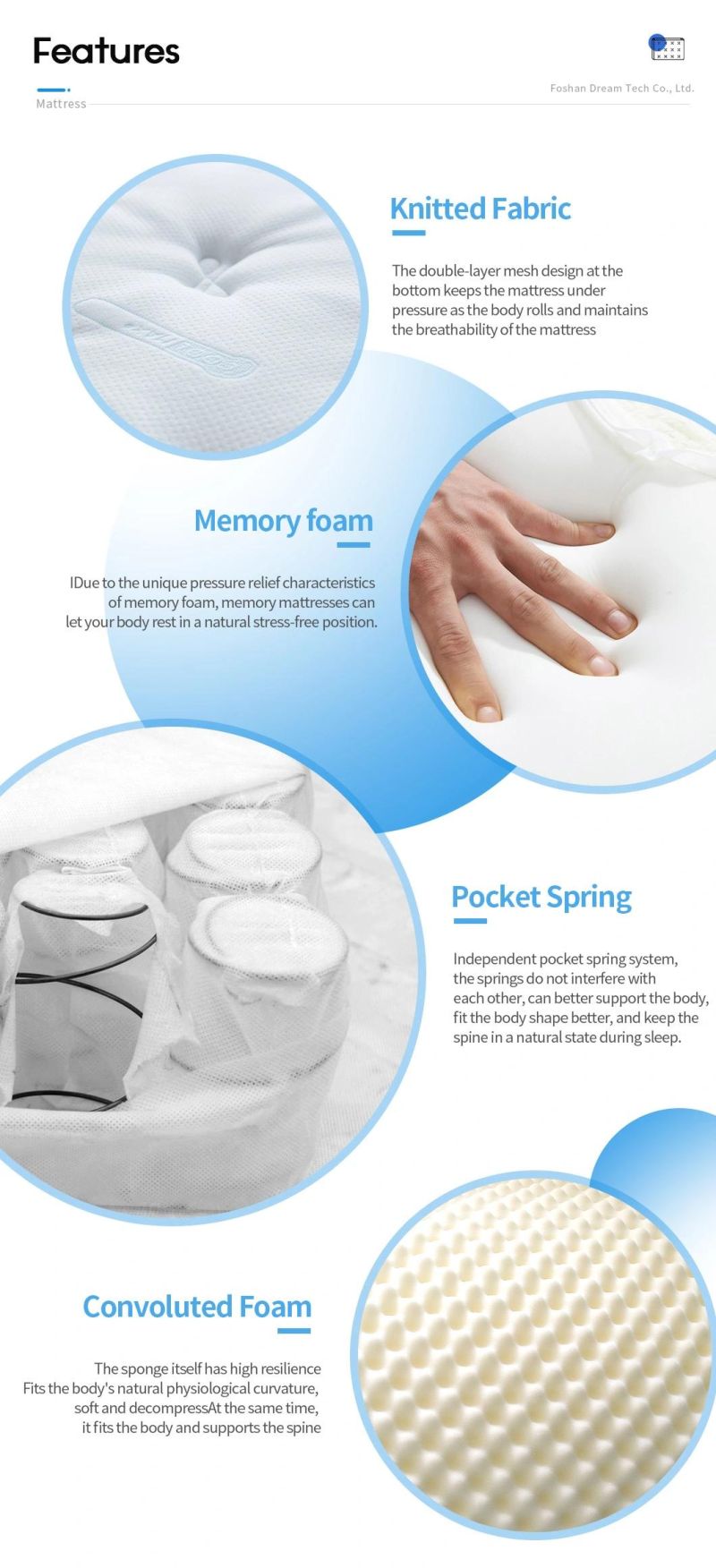 Luxury Durable Safe Modern Comfortable Pocket Spring Memory Foam Mattress