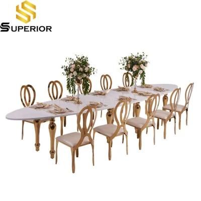 Hotel Wedding Banquet Oval Rose Gold Metal Leg Dining Tables