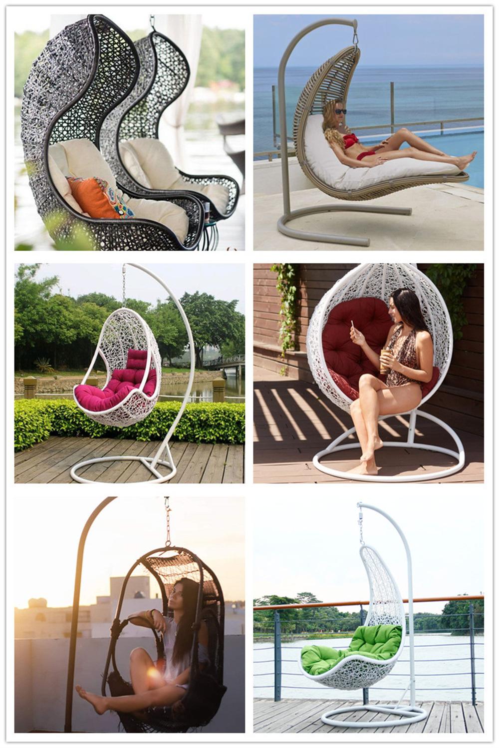 Hot Sell Modern Green Outdoor Hanging Rattan  Chair Leisure Wicker Patio Swing Double Chair