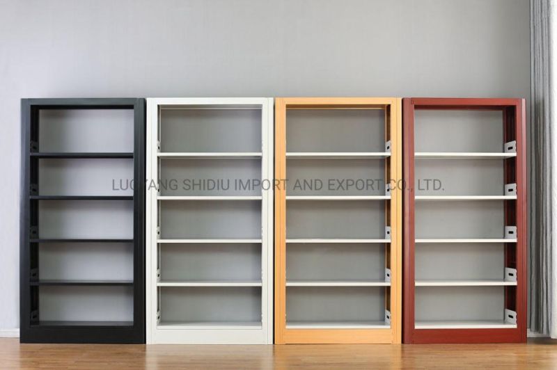 Narrow Living Room Bookshelf Modern Metal Red Bookcase