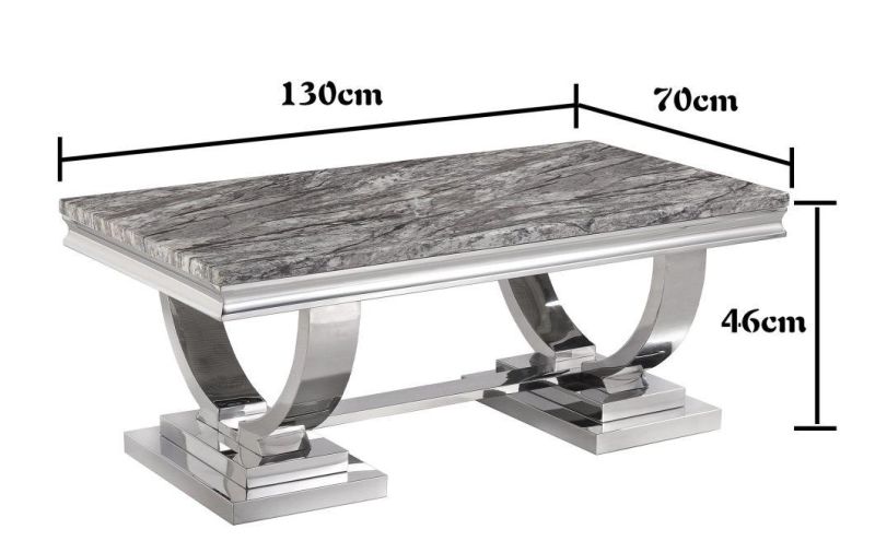 China Factory Directly Sale Modern Home Living Room Furniture Stainless Steel Marble Top Tea Table