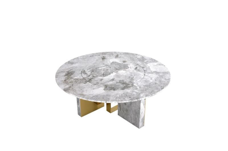 High Quality Luxury Modern Barcelona Natural Marble Piano Lacquer Mirror Stainless Metal Villa Restaurant Living Home Dining Table Dt04