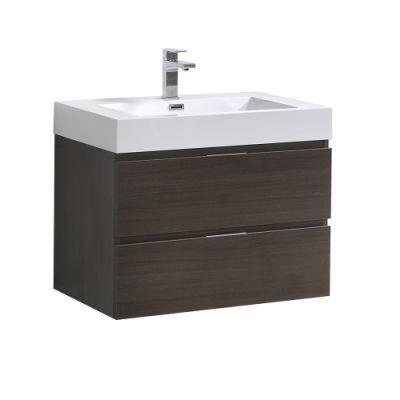 30&quot; Gray Oak Wall Hung Modern Bathroom Vanity Cabinets