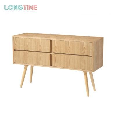 Hot Sale Chinese Classic Style Furniture Wood Grain Color 4 Drawers Wide Nightstand