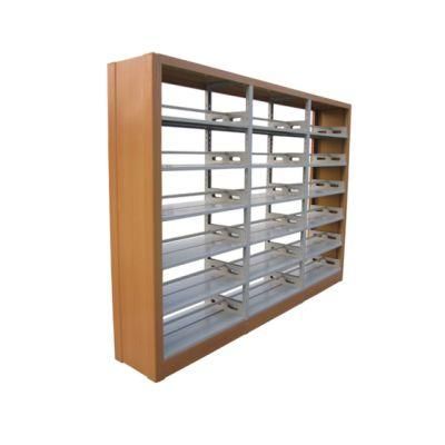 Furniture Double-Sided Steel-Wood Bookshelf for Library/Book Shelf/Office