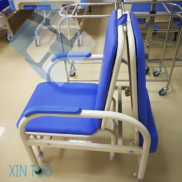 Manufacture Folded Adjustable Strong Metal Designed Medical Device Equipment Medical Chair Accompany Bed Nursing Accompany Bed Chair in Patient Rooms