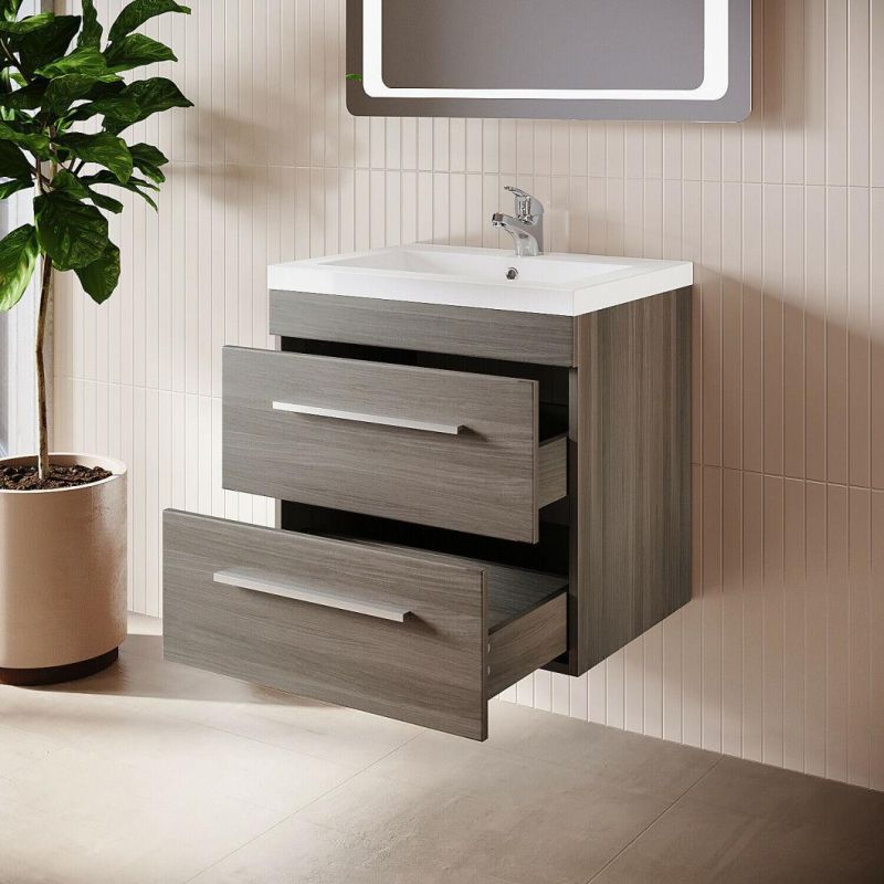 600mm Wall Hung Bathroom Vanity Units Sink Wood Cabinet Storage Gloss Furniture