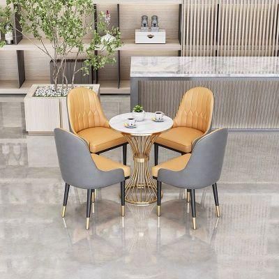 Tea Shop Table and Chair Combination Snack Fast Food Cafe Table and Chair Modern Round Marble Web Celebrity Commercial Booth