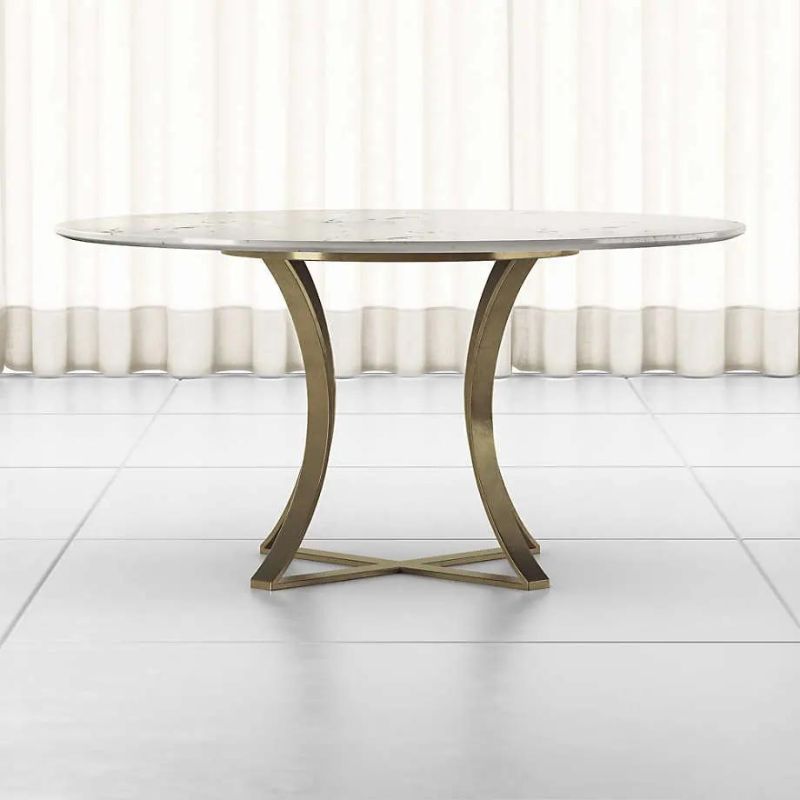 High Quality Luxury Modern Natural Marble Stainless Metal Restaurant Living Home Dining Table