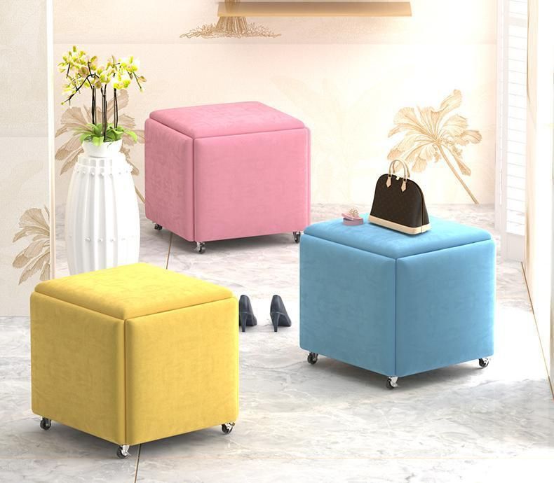 Home Living Room Bedroom Furniture Sofa Velvet Square Folding Stool Chair