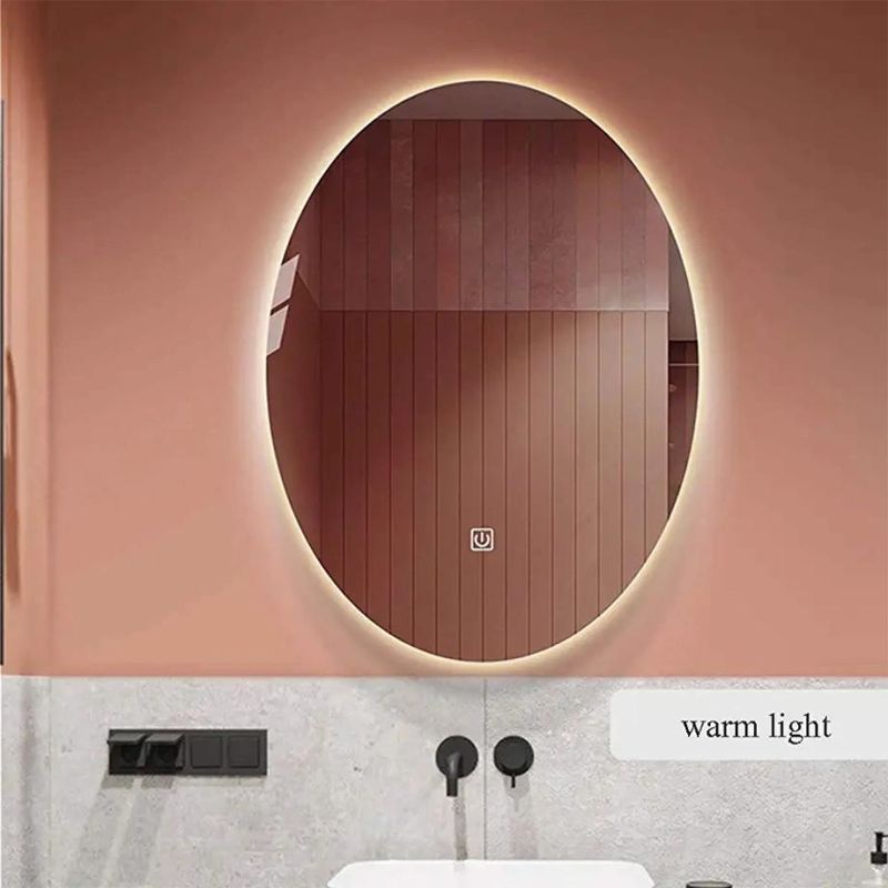 Backlit Bathroom Mirror Wall Mounted Anti-Fog Makeup LED Oval Mirror China Supplier