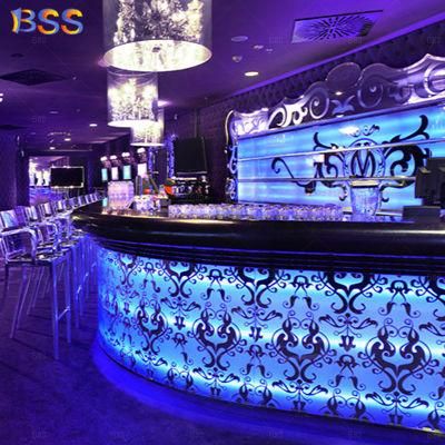 Wine Bar Reception Desk LED Curved Restaurant Coffee Bar Reception Desk