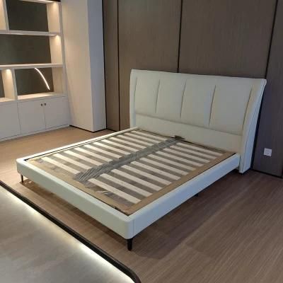 Modern Bedroom Furniture Frame Wooden Bed Base King Size Leather Home Bed