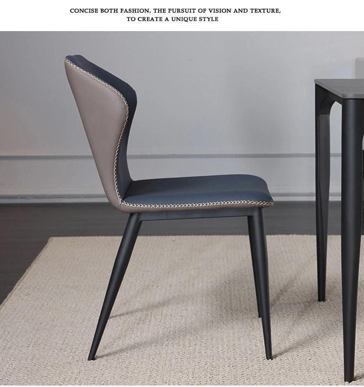 Modern Furniture Hardware Steel Frame Leisure Leather and fabric Dining Chairs