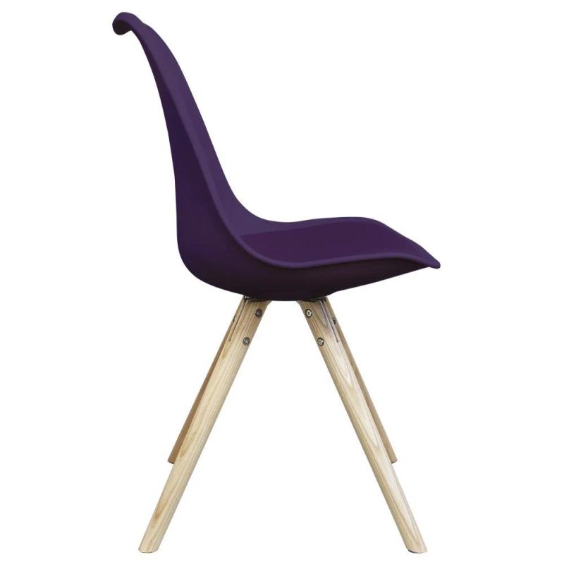 Modern Furniture Wood Legs Cushion Tulip PP Plastic Dining Chair for Dining Room