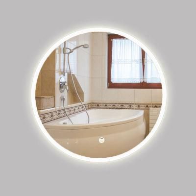 Round Battery LED Bathroom Vanity Lit Wall Mirror with Lights
