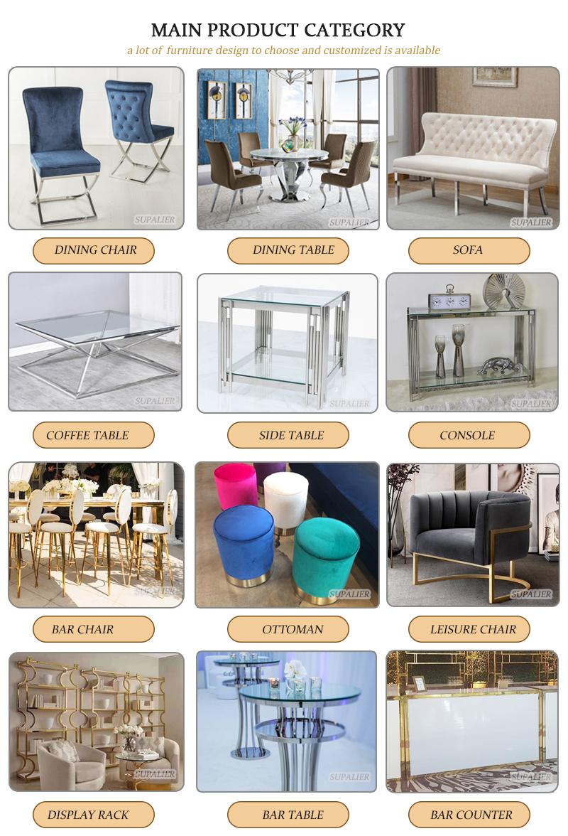 Wholesale Dubai Hotel Golden Stainless Steel Furniture Nesting Side End Table Combination