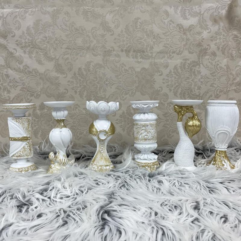 Wedding Gifts Royal Court Antique Resin Decorative Gold Modern Roman Column Candle Holders Luxury