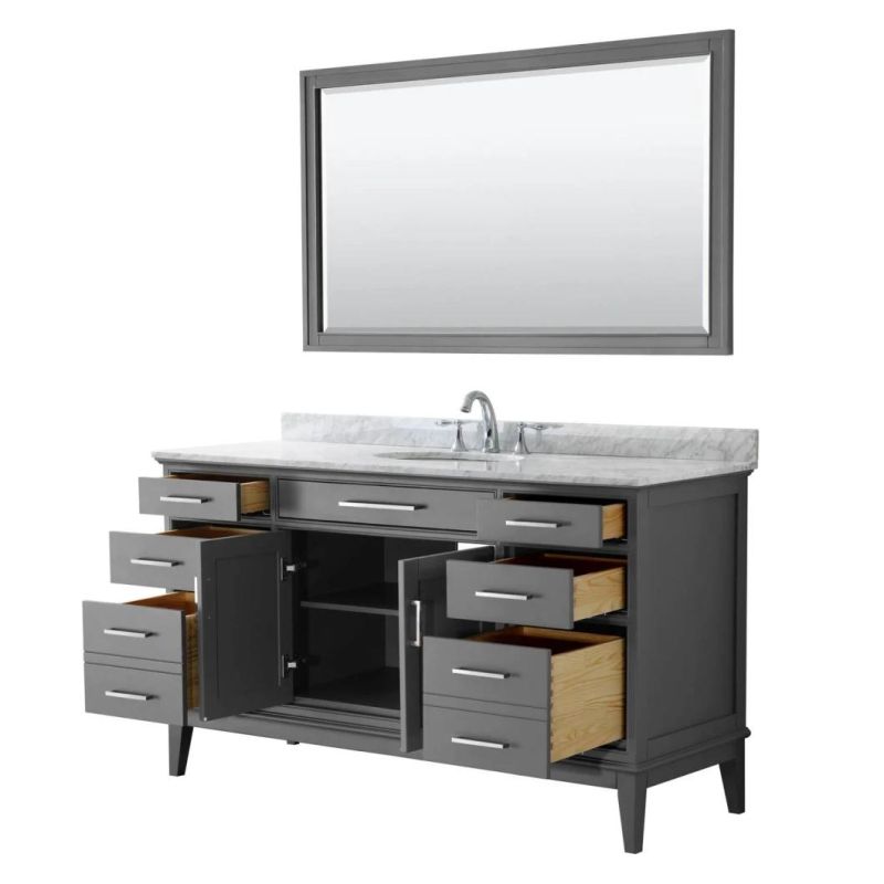 60" Single Solid Wood Bathroom Vanity-Dark Grey