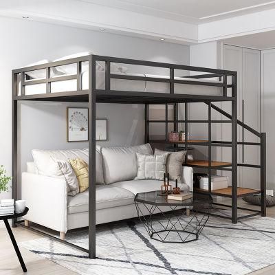 Apartment Dormitory Loft Iron Frame Bed Multifunctional Floor Loft Bed