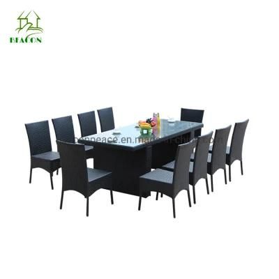 Leisure Modern Outdoor Garden Patio Tempered Glass Table 8 Seats Chair Dining Furniture Set
