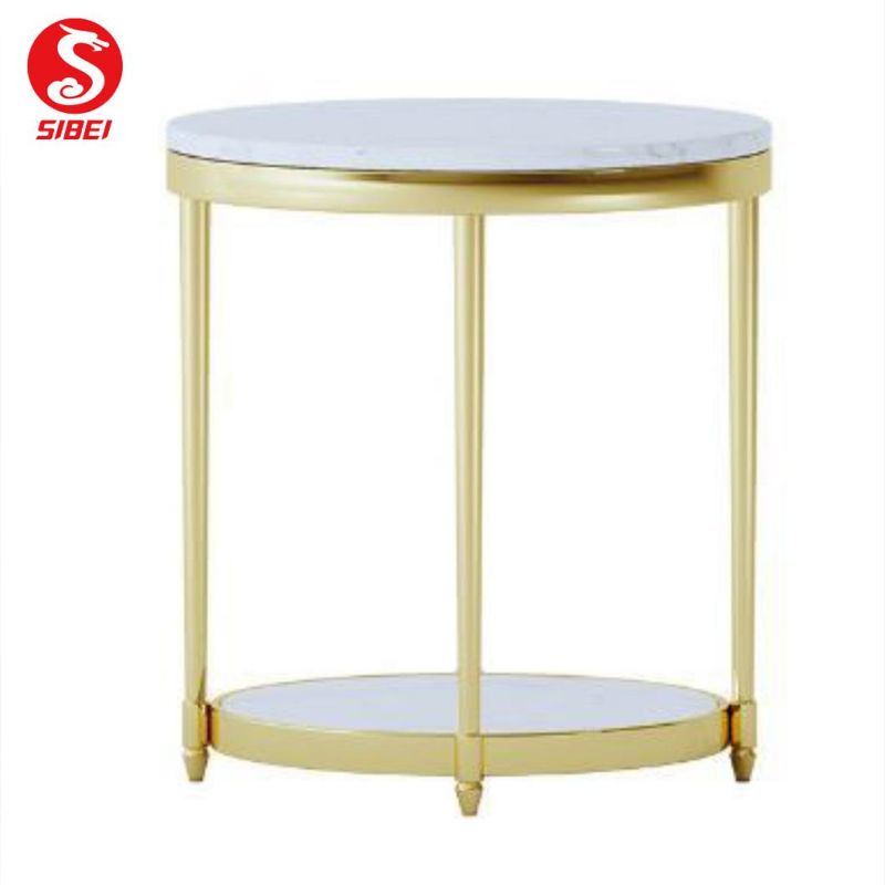 2021 Cheap New Small Unique Luxury Modern Gold Marble Glass Stainless Steel Home Furniture Side Table and Coffee Table