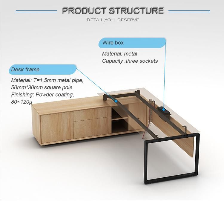 Modern Contemporary Office Furniture Melamine Desktops L Shaped Wood Executive Desk