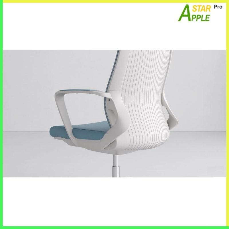 Elegant White Furniture Mesh Office Chair with Fabric on Armrest