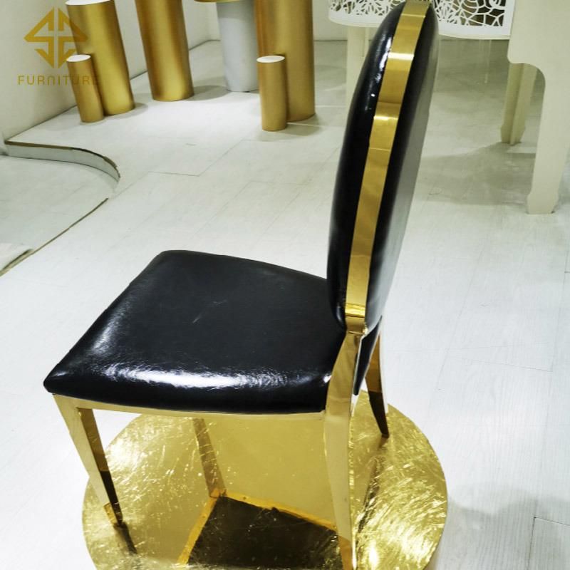 Wholesale Gold Stainless Steel Hotel Chairs Round Back Wedding Chairs in Wedding