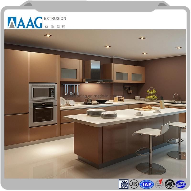 Modern Wooden Grain Aluminum Cabinet Furniture for Kitchen