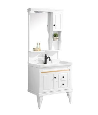 New Design Classic White Wood Grain PVC Coated Bathroom Furniture Cabinet Bathroom Cabinet