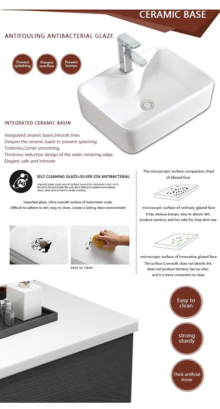 Environmentally Friendly Wall Mounted Washbasin with Solid Wood Cabinet Bathroom Vanity