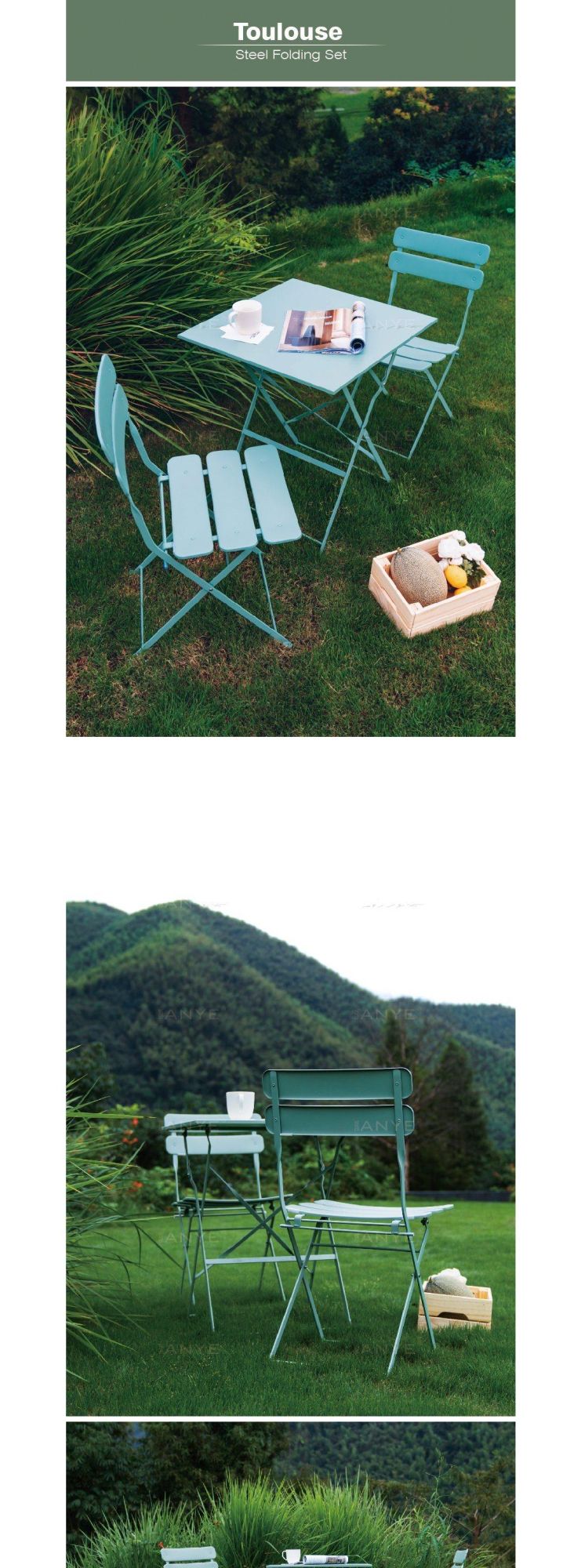 Modern Furniture Set Garden Foldable Dining Table and Chair Rust Resistant Outside Furniture