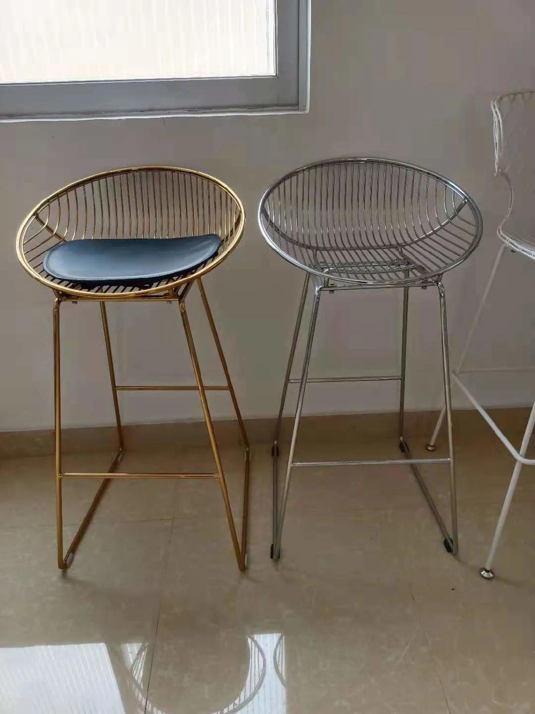 Factory New Design Wire High Counter Bar Chair Stool with Cushion