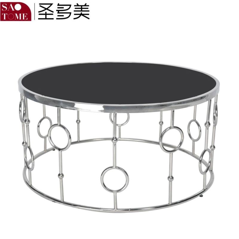 Modern Living Room Furniture Black Glass Round Coffee Table