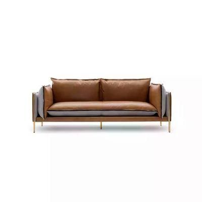 China Factory Supply Contemporary Home Furniture Genuine Leather or Fabric Hard Soft Slim Sofa Modern Upholstered Living Room Couch Sofa