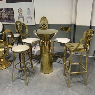 Contemporary Garden Furniture Corner Bar Stool Sets Weaving Back Long Bar Table and Chairs